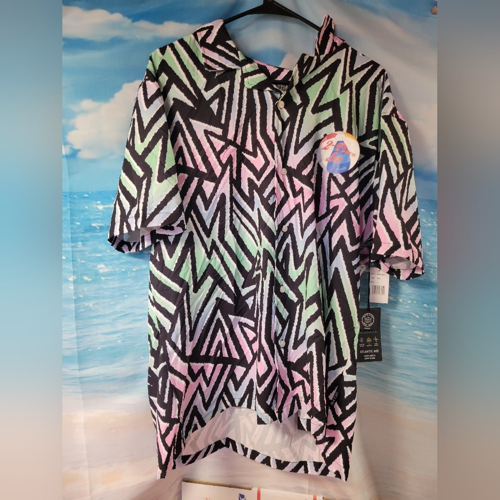 Brooklyn Cloth NWOT Multicolor 2 Pc Set Swim Trunks & Camp Shirt‎ Mens Size L